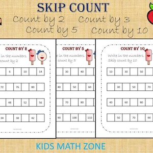 Count by 2, Count by 3, Count by 5, Count by 10 Skip Count Worksheets / Kinder/pdf/ Preschool activities/ Kindergarten/ Grade 1/ Year 1/ image 1