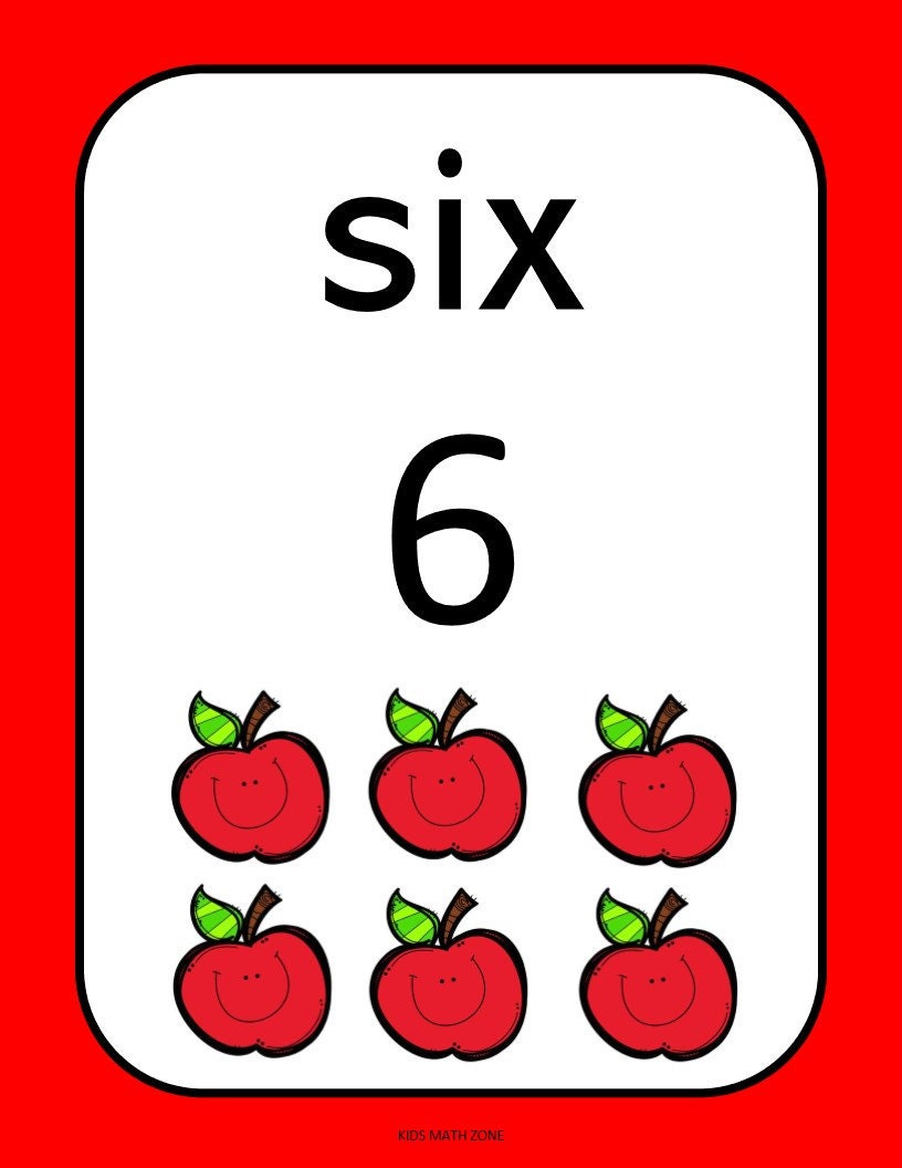 20 Printable Numbers Posters. Happy Apple Numbers 120. Wall Charts