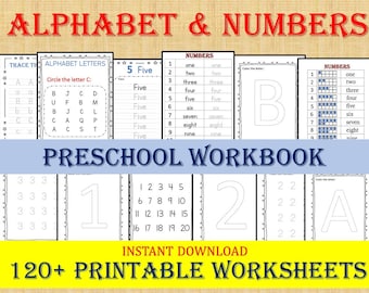 ALFABETY I LICZBY (120 arkuszy) / Arkusze dla przedszkolaków, Aktywności dla dzieci, Materiały edukacyjne do druku, Edukacja domowa, Przedszkole Montessori