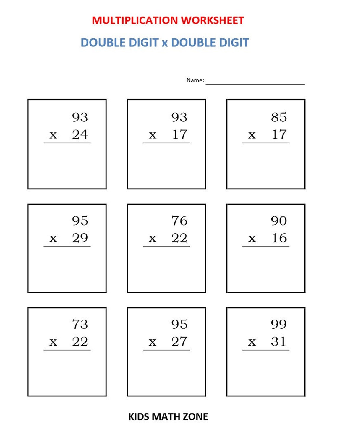 Multiplication double digit x double digit 10 | Etsy
