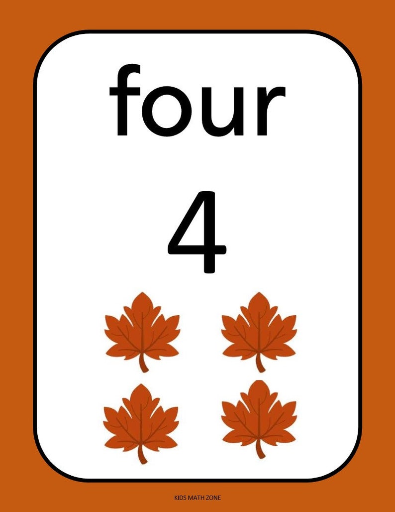 20 Printable Numbers Posters. Fall Leaves Numbers 1-20. Wall Charts ...
