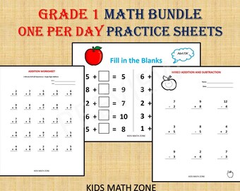 grade 1 math workbook one per day 120 math worksheets 1st etsy