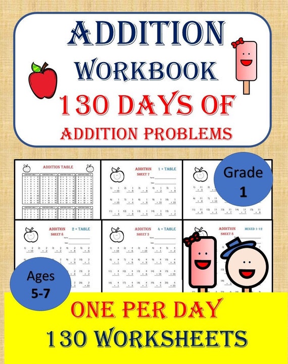 addition workbook 100 worksheets with answers pdf kinder etsy australia