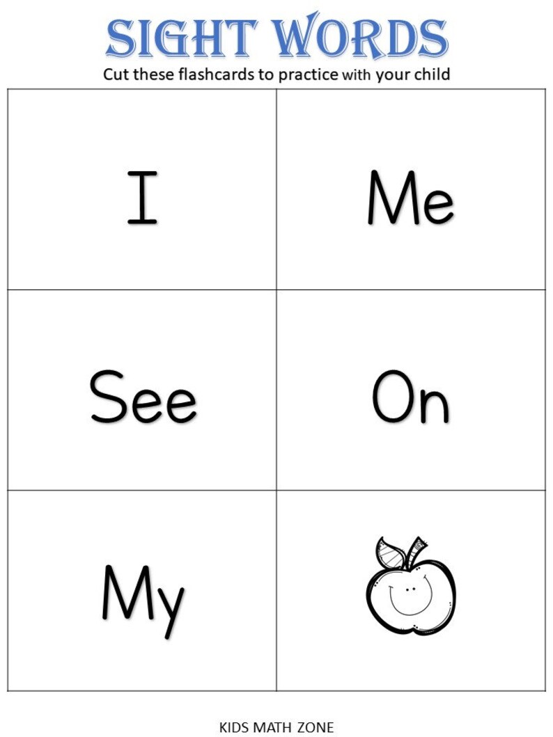 PRE-K Sight Words Workbook 35 Printable Worksheets Kids - Etsy