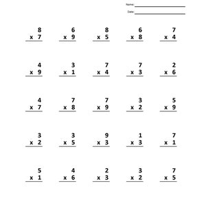 Multiplication 1-Minute Drill: 10 Math Worksheets with Answers (PDF)
