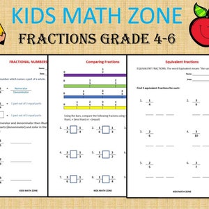 Cuaderno de ejercicios de fracciones: Hojas de trabajo de matemáticas de 4.º a 6.º grado (Descargar PDF)