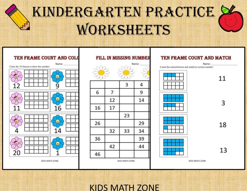 Kindergarten Practice Worksheets 50 Printable Worksheets, Kindergarten worksheets, Preschool, counting number, Homeschool practice 画像 2