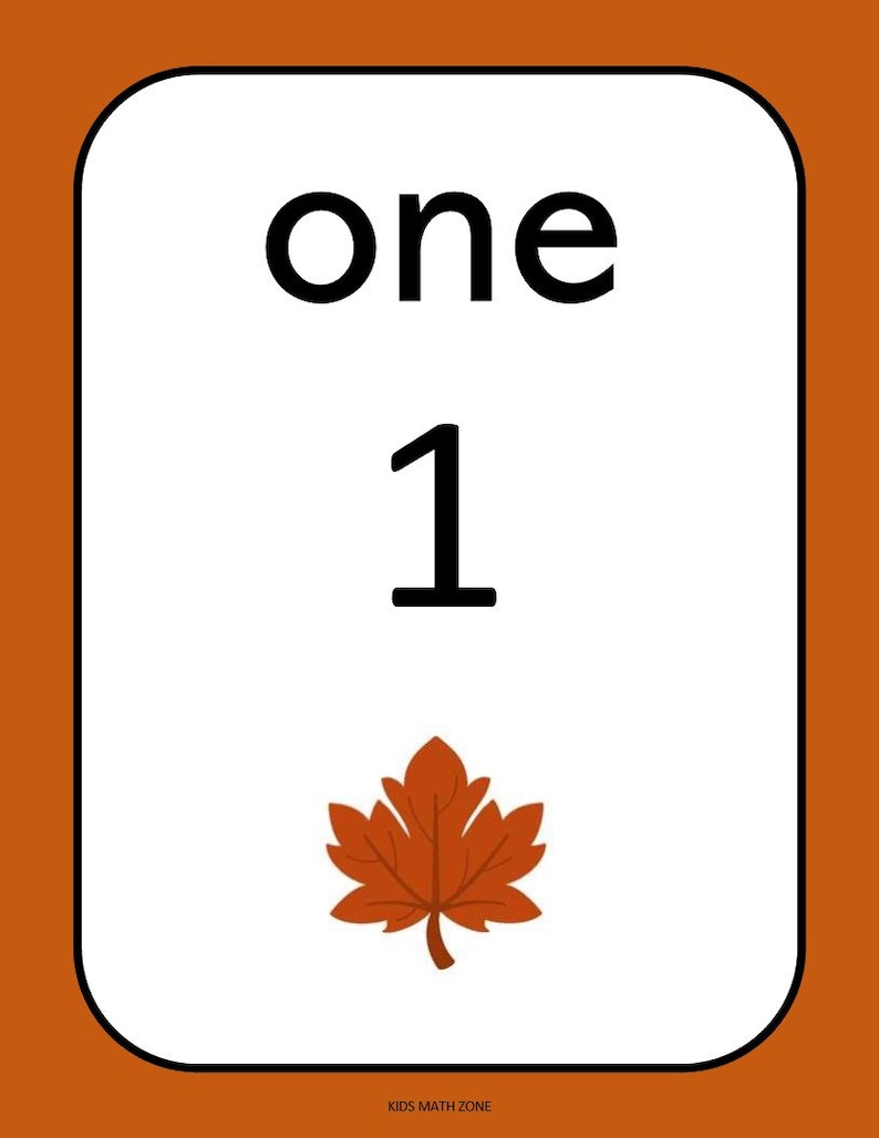 20 printable numbers posters fall leaves numbers 1 20