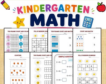 Kindergarten Math Workbook Printable | Numbers Counting Addition Worksheets for Kids | Math Activities for Kindergarten, Homeschool Math PDF