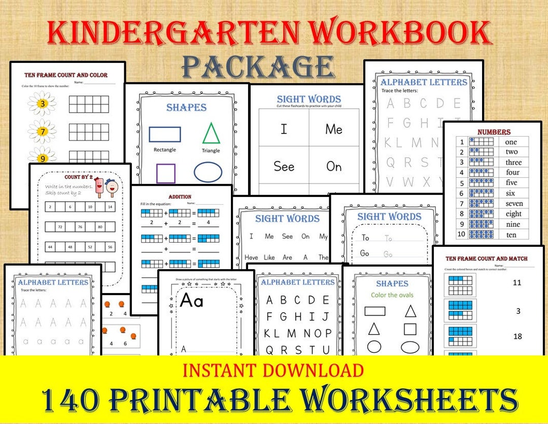 KINDERGARTEN WORKBOOK (140 Worksheets) Instant Download, Printable ...
