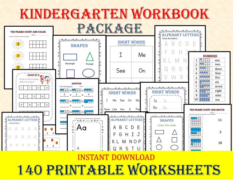 Toddler Pre-k K Learning Bundle 220 Printable Worksheets - Etsy Canada