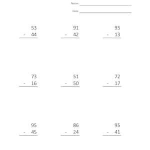 Subtraction with Regrouping  (30 Worksheets with answers)