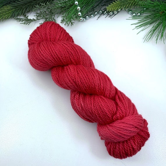 Cherry Red - Eleanor Worsted - 100% Nonsuperwash Merino - Hand Dyed Yarn - 100g