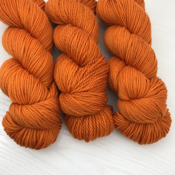 Pumpkin Orange - Hand Dyed Yarn - 100% Superwash Merino Wool - Fingering and DK