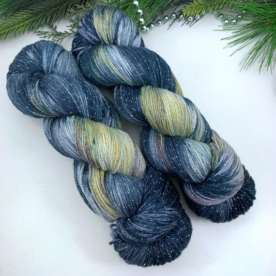 Skyline - Teagan Sparkle Sock - Superwash Merino Nylon Lurex - Ready to Ship Hand Dyed Yarn