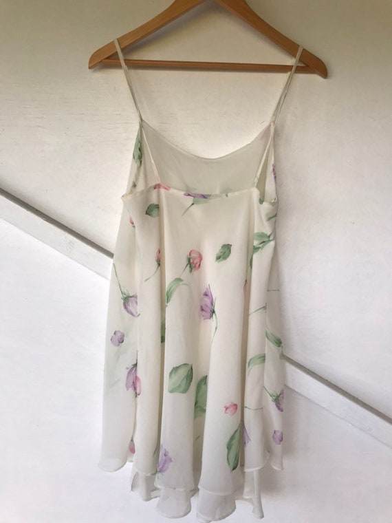 White Semi Sheer Floral Double Layer Slip Dress - image 8