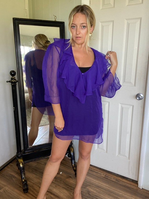 Vintage Victoria Secret Sheer Purple Night Gown Sl