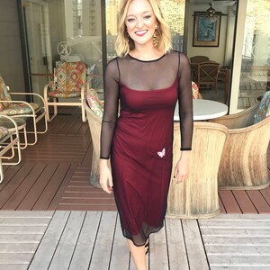 Mesh Black Long Sleeve Dress With 