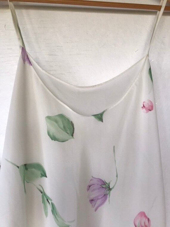 White Semi Sheer Floral Double Layer Slip Dress - image 7