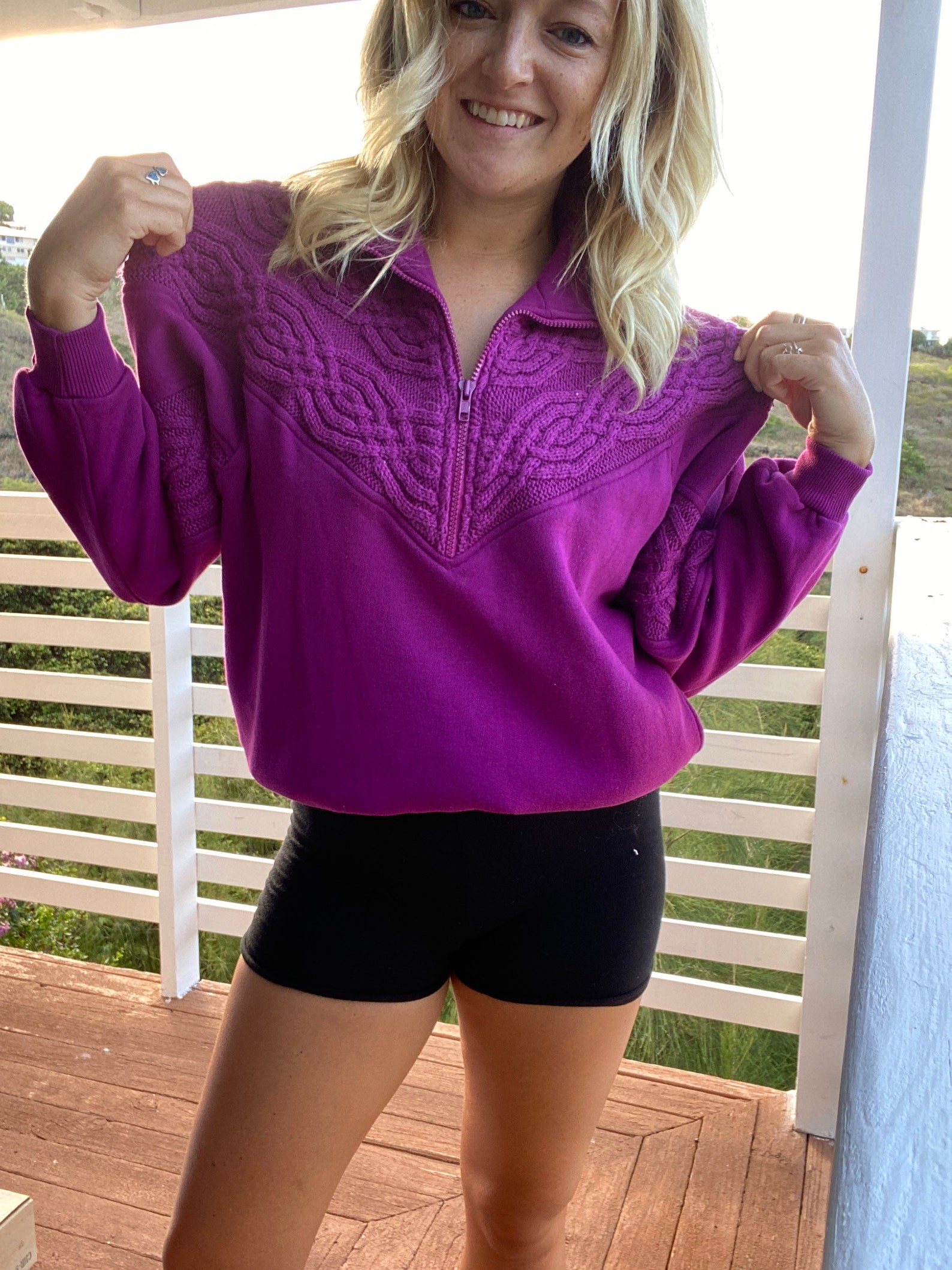 Vintage Half Zip Pullover Knitted Decorative Design Lady Etsy