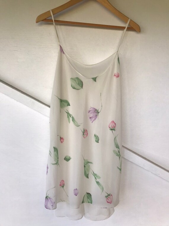 White Semi Sheer Floral Double Layer Slip Dress - image 6