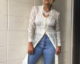 Vintage Romantic Lace Button Up Dress