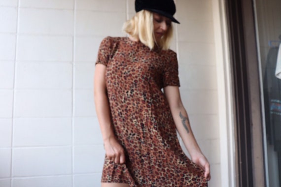 Short Sleeve Leopard Print Mid thigh Dress - image 4