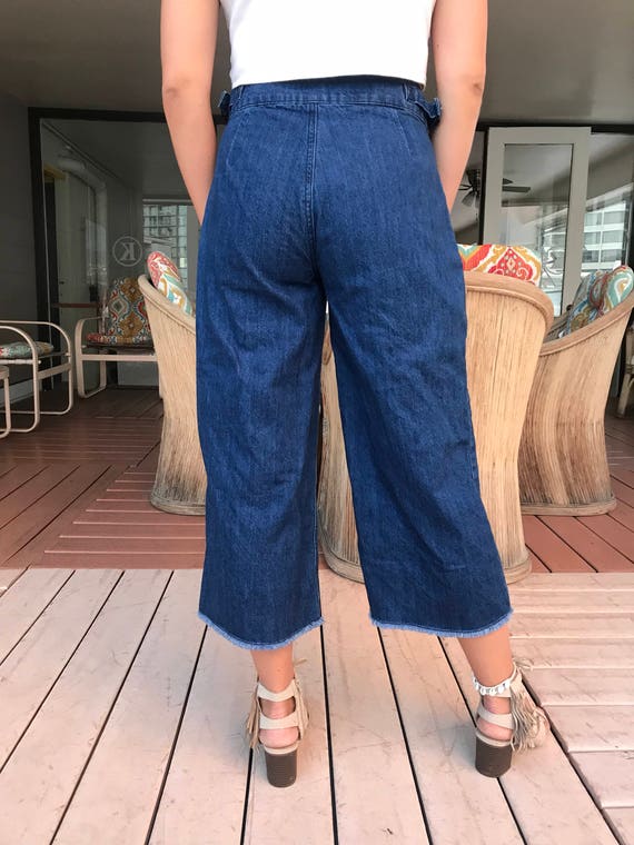 Wide Flare Leg / High Waisted / Fray Bottom Jeans - image 6