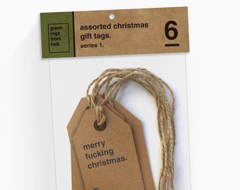 6 Pack Assorted Rude Christmas Gift Tags - Series 1