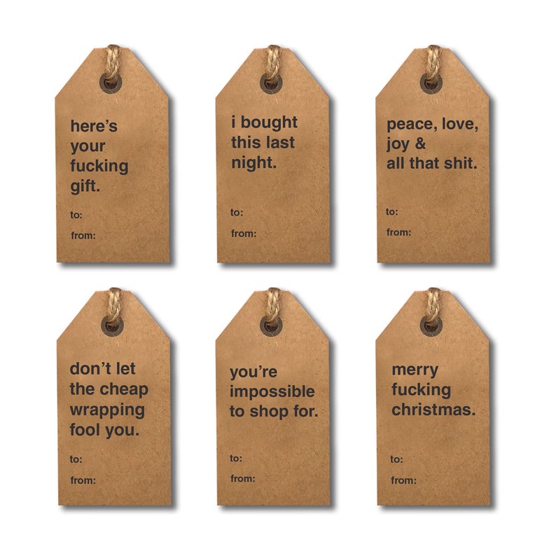 6 Pack Assorted Rude Christmas Gift Tags Series 1 Etsy Australia