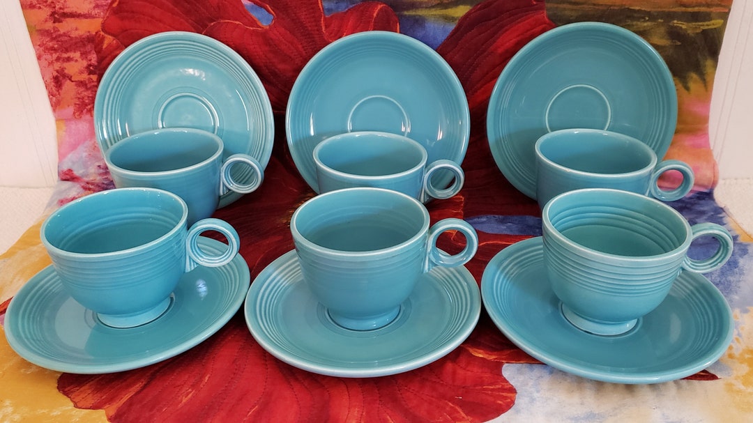 Vintage, Original Turquoise, Fiesta Ware Cups & Saucers (6) - Etsy