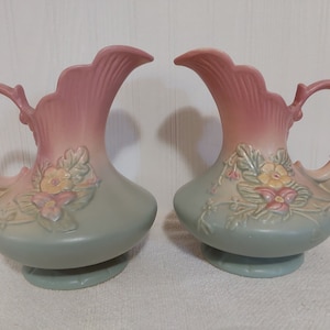TWO - Hull Pottery Ewer W11, Wildflower Pattern