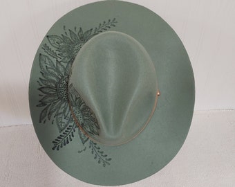 Handmade, One-of-a-kind, Burnt, Fedora, Western-style, Hat  display picture 3