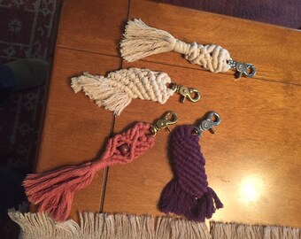 Macrame Keychains made with 100% cotton cord  with an industrial lobster claw clasp. These are made in different colors DM with your choice