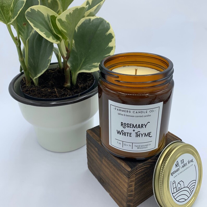 Rosemary White Thyme Tallow Candle Natural Candle Tallow Etsy.de