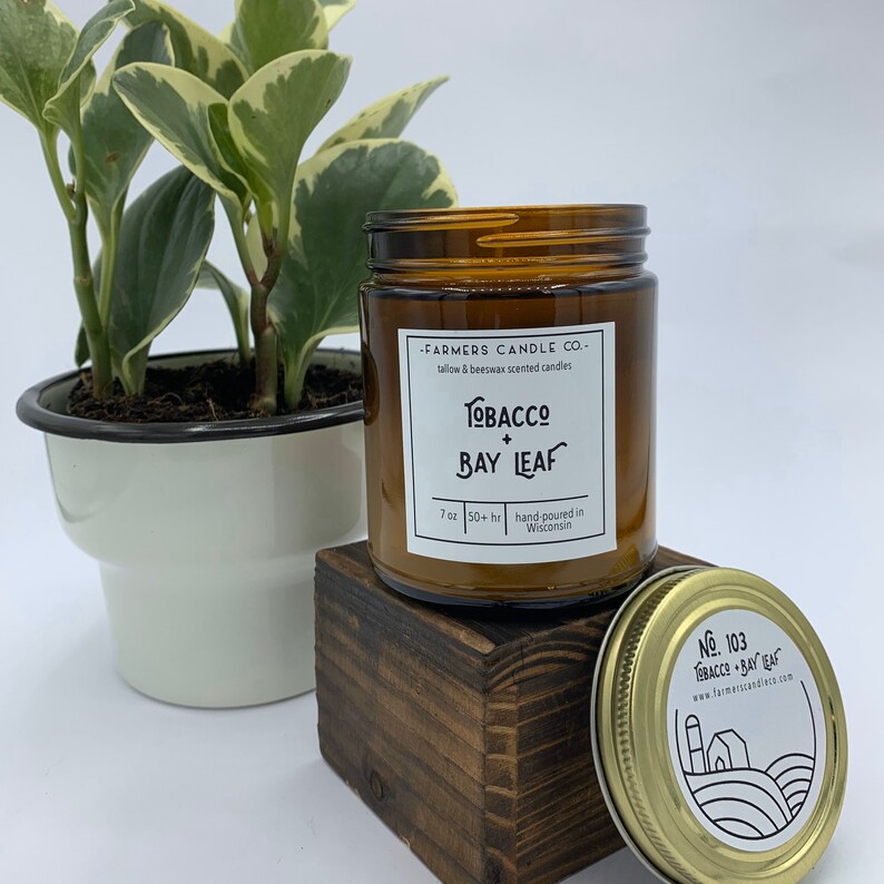 Tobacco Bay Leaf Tallow Candle Natural Candle Natural Etsy