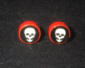 Red Skull Stud Earrings