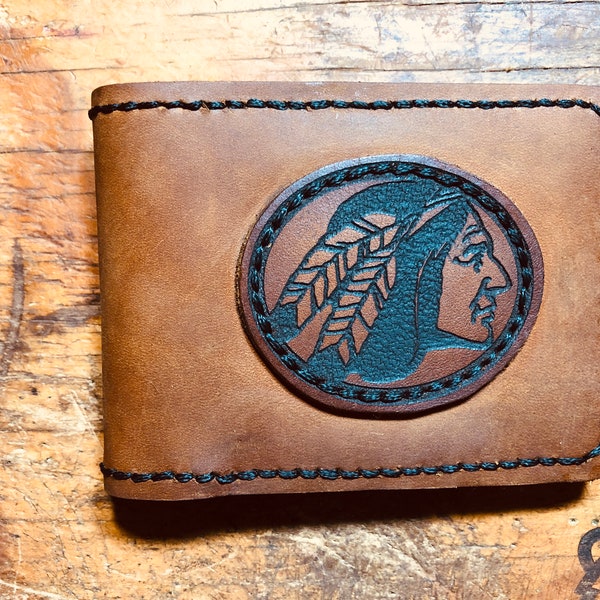 Indian Logo Glove Leather Wallet Free Shipping