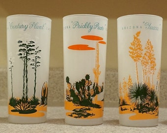 Vtg Blakely Frosted Cactus Glassware, Smooth Finish, Sold Separately, Spares / Individual, 14oz, Libbey, Vintage 50s - 60s