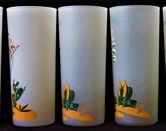 Vtg Blakely Frosted Cactus Glassware, Sandy Finish, Sold Separately, Spares / Individual, 14oz, Anchor Hocking, Vintage 50s - 60s
