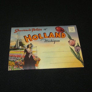 Souvenir Folder of Holland Michigan, 9 Double-Sided Postcards, Vintage 50s