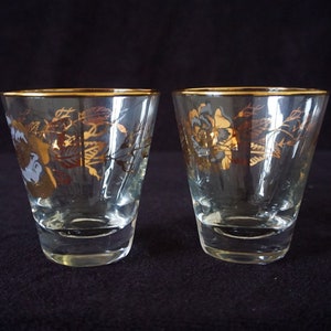 Vtg NIB 8pc Golden Rose Gold Rim 6oz Juice / Lowball Glasses, 22k Gold, Libbey Glass Hostess, Vintage 40s – 60s