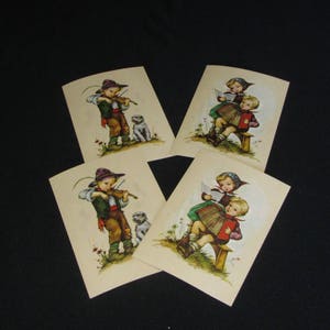 Cartes postales, Hilde Hummel Style, lot de 4, non utilisées, vintage des années 40-50