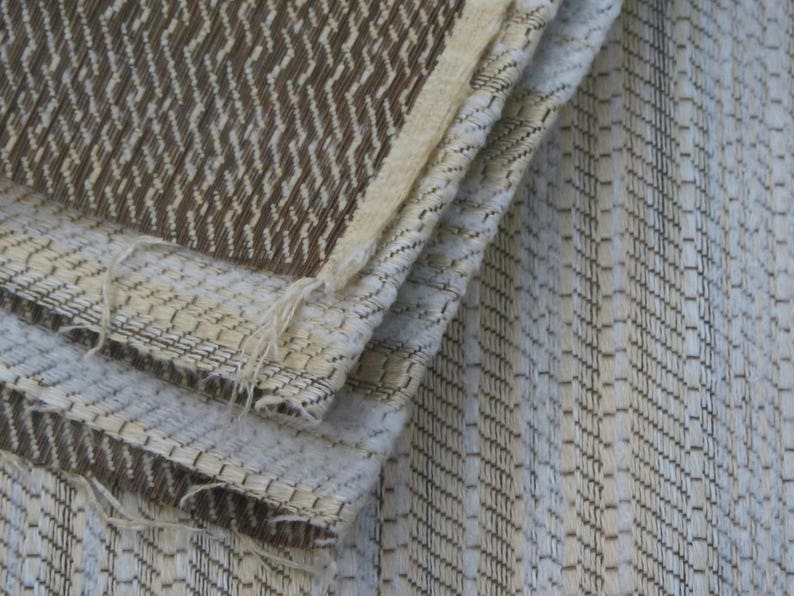 56in W x 1.16 Y Textured Cream and Shimmering Pale Gold Stripes 1pc Upholstery Fabric Vintage 70s