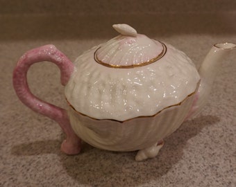 Belleek Neptune Teapot, Collectable, Belleek Ireland, Seashell 