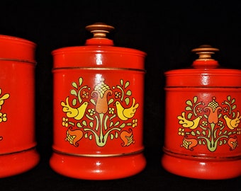 Vintage Sanko Ware Show Pans Orange Poppy 3 Qt Enamel Dutch