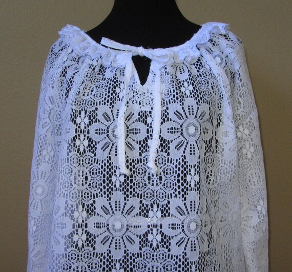 Peasant Top, White Cotton Lace, BoHo Top, Long Sl… - image 7