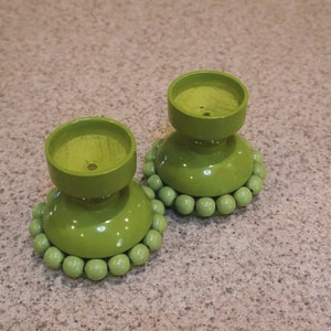 Vtg Aarikka Finland 2pc Green Candle Holders, Vintage 1960 - 70s