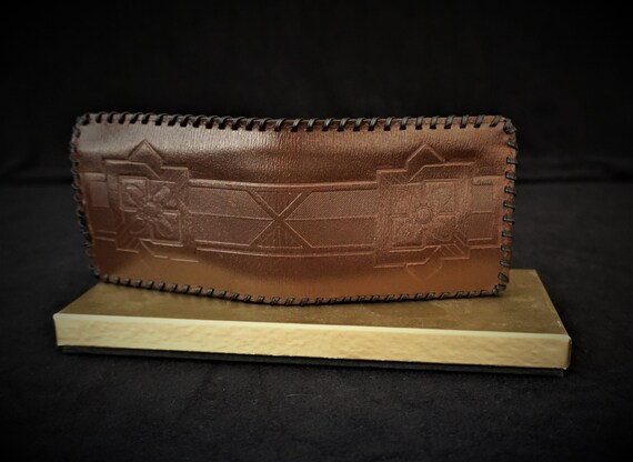 NIB 70s Men’s Tooled Leather Wallet / Billfold, S… - image 1