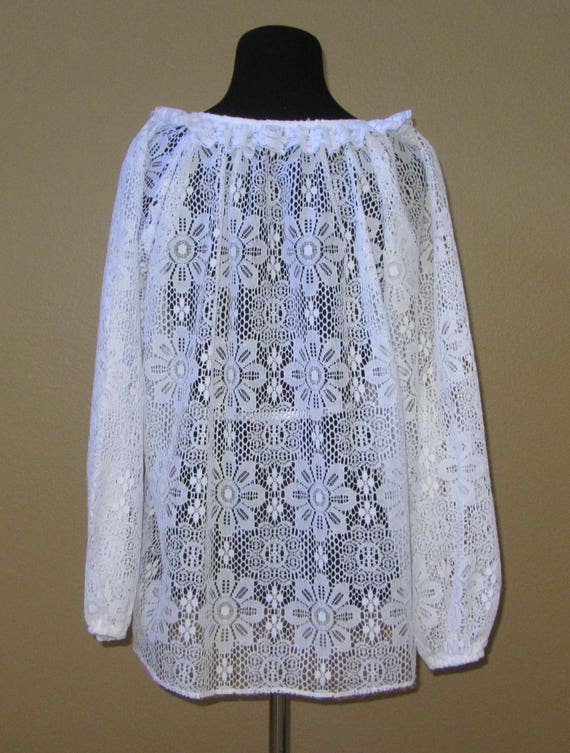 Peasant Top, White Cotton Lace, BoHo Top, Long Sl… - image 3